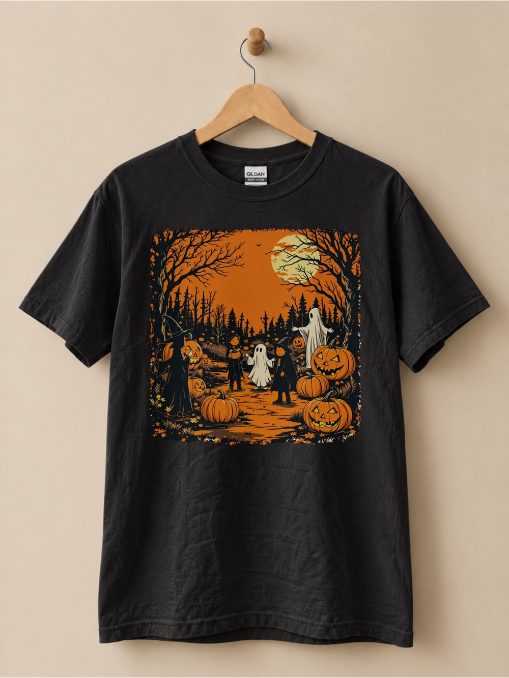 Halloween Pumpkin & Ghost Graphic Unisex T-shirt Witch Spooky Season Tee